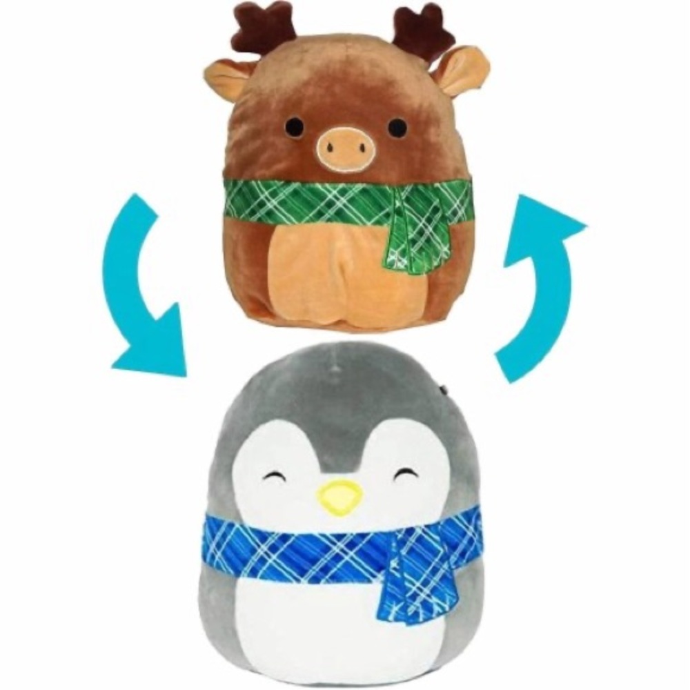 Squishmallows 10" Flip-a-Mallows Ruby the Reindeer & Jen the Penguin (NWT)